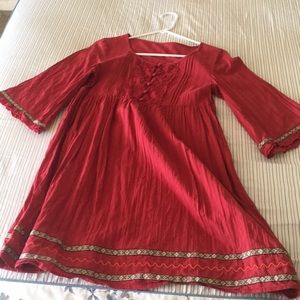 Red cotton A-line dress